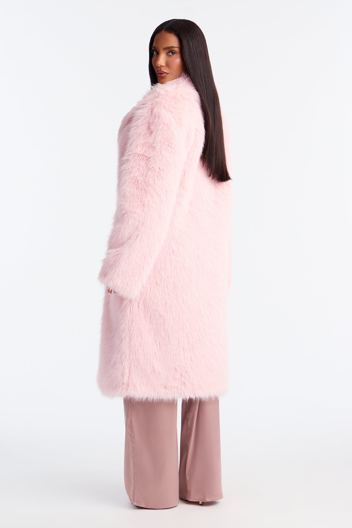 Dreamin' Big Faux Fur Coat - Blush