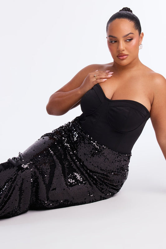 In The Spotlight Sequin Maxi Skirt - Black