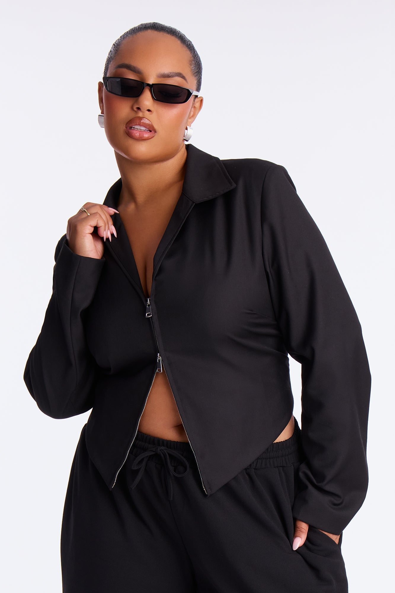 Something Settle Shoulder Pad Corset Top - Black