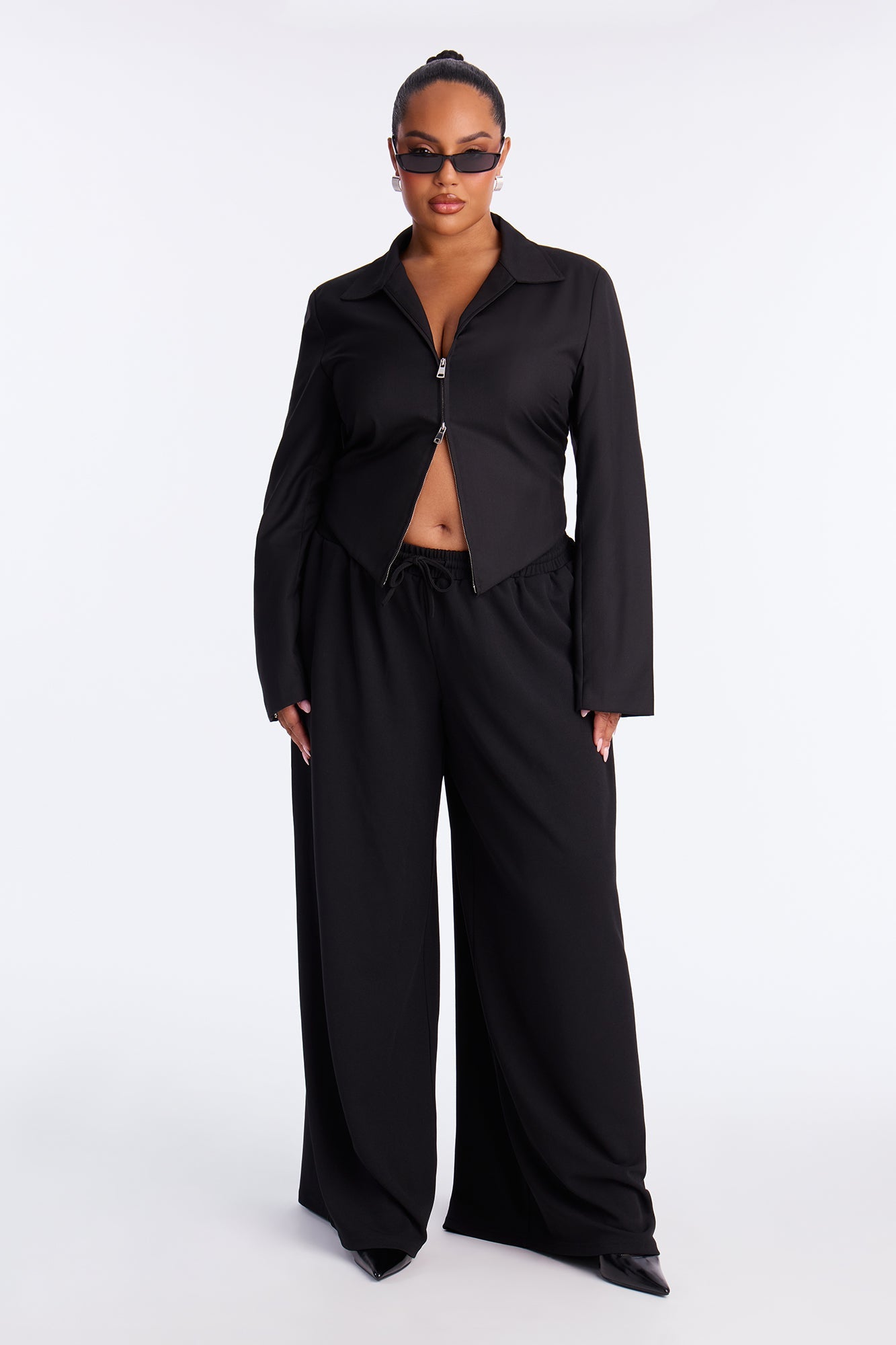 Something Settle Shoulder Pad Corset Top - Black