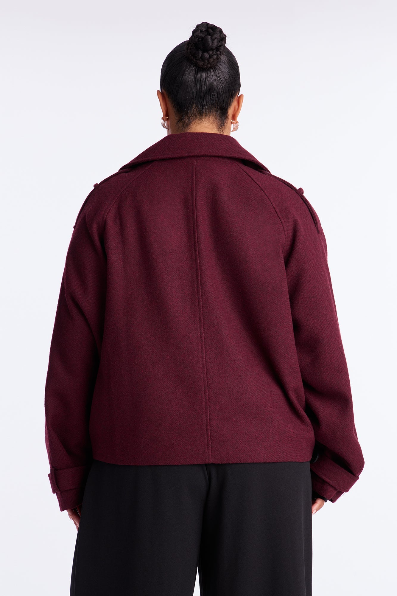 Emily Cropped Trench - Burgundy