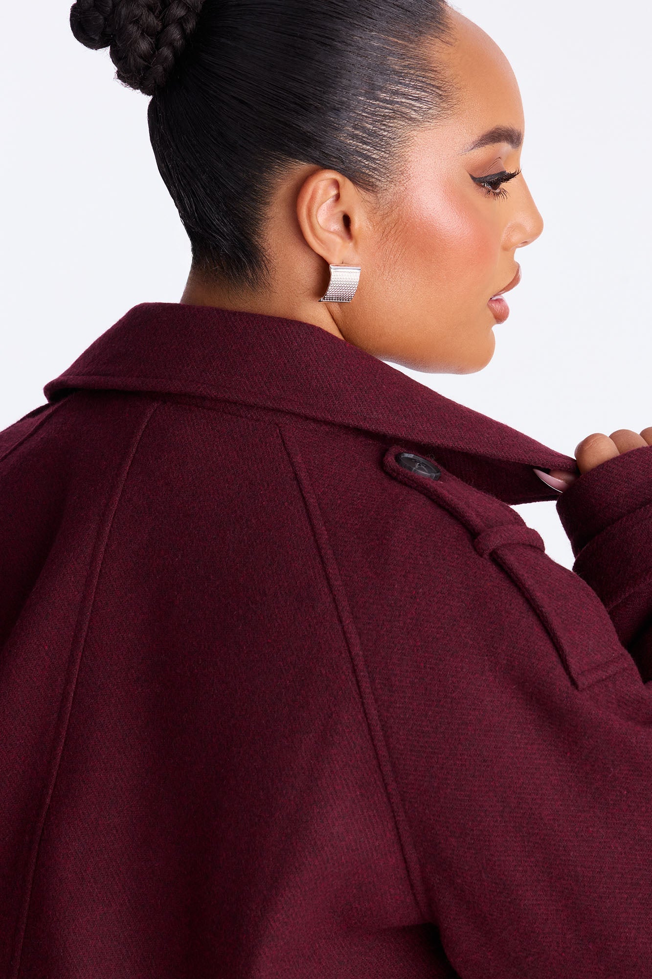 Emily Cropped Trench - Burgundy