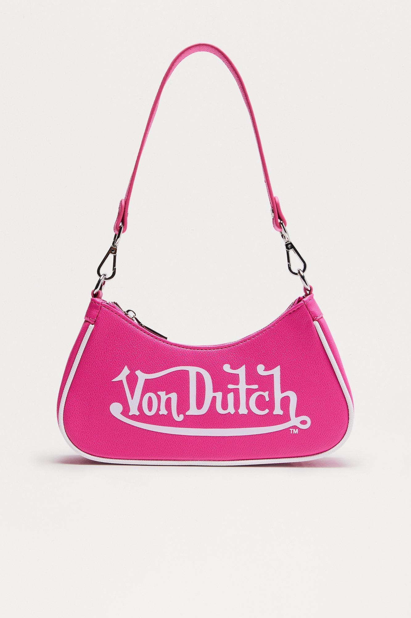 Be Classic Faux Leather Von Dutch Shoulder Bag - Hot Pink