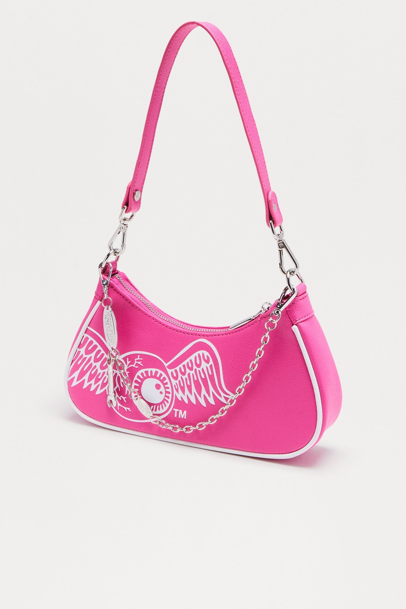 Be Classic Faux Leather Von Dutch Shoulder Bag - Hot Pink