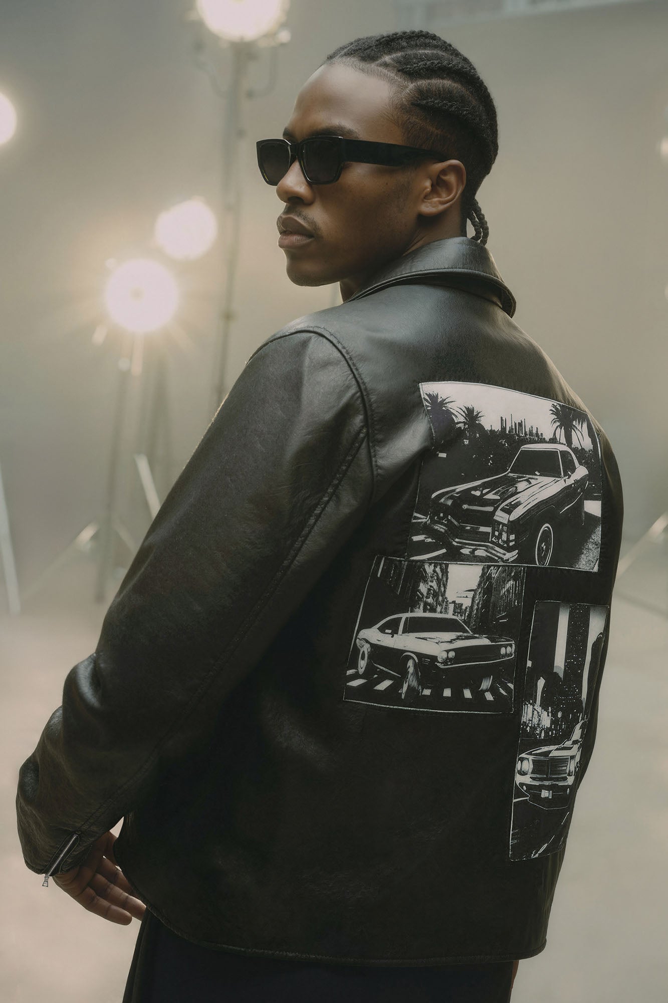 Faux Leather Speed Patched Moto Jacket - Black/combo