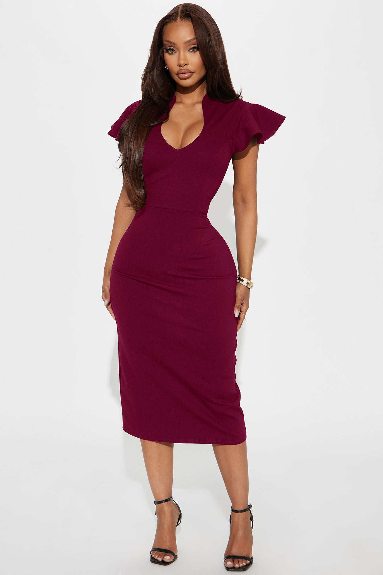 Business Babe Ponte Midi Dress - Wine