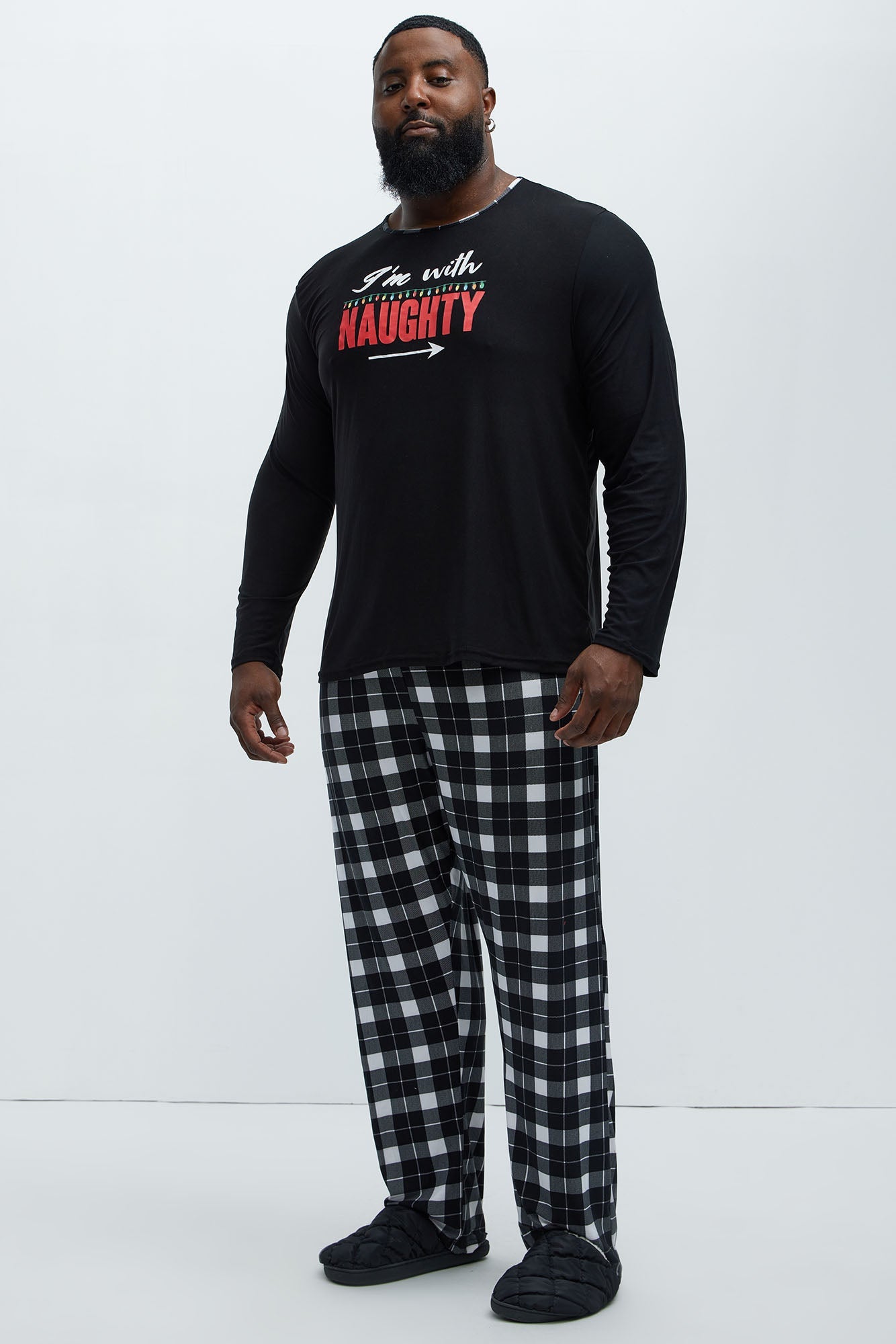 I'm With Naughty Christmas Holiday PJ Set - Black