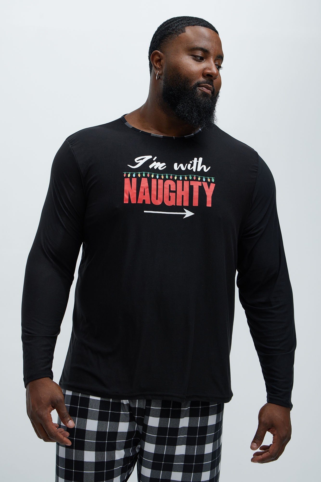 I'm With Naughty Christmas Holiday PJ Set - Black