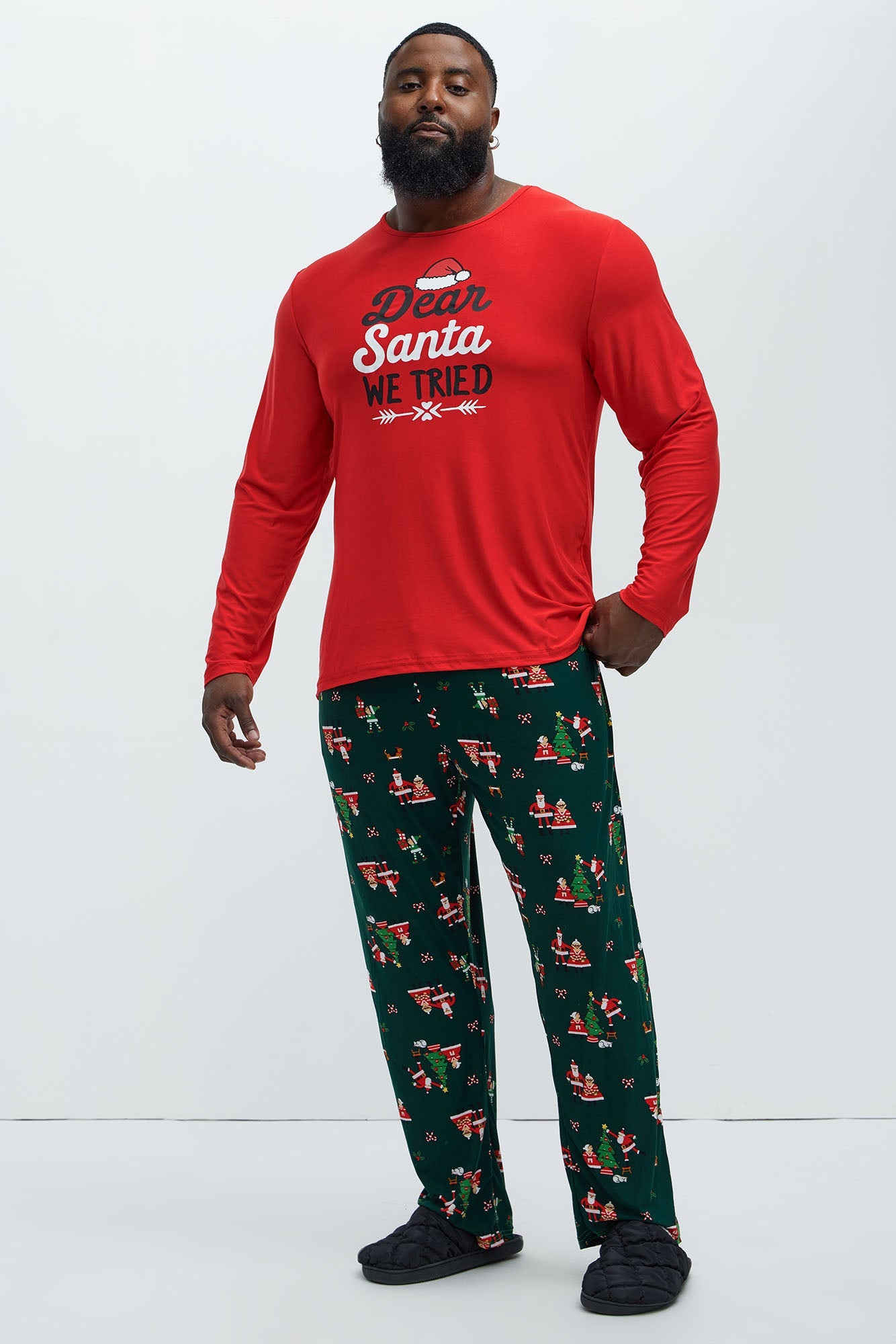 Dear Santa We Tried Holiday PJ Set - Black/combo