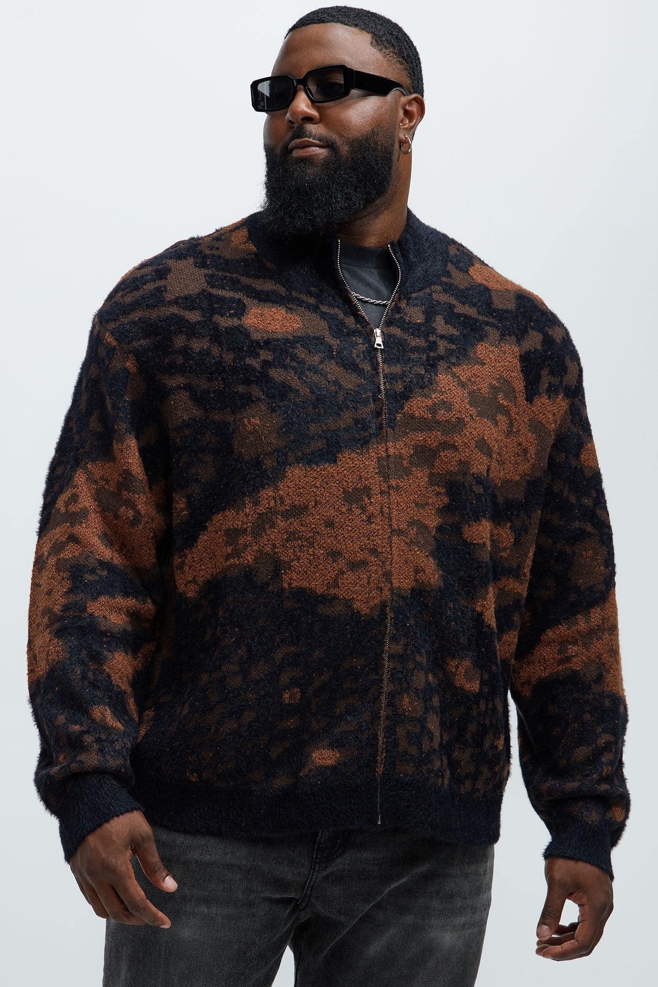 Lock It In Zip Sweater - Brown Combo