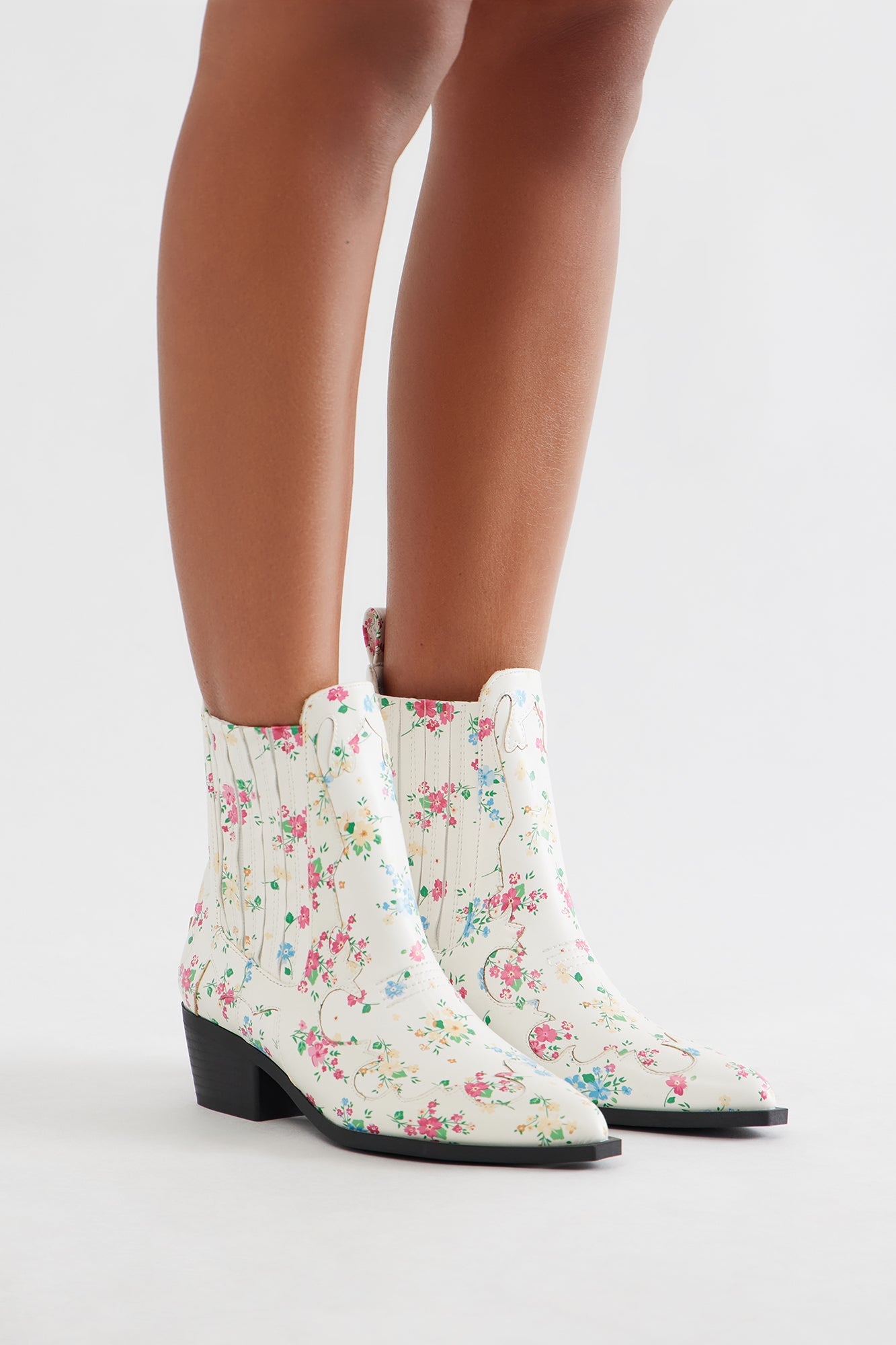 Charity Floral Booties - Cream