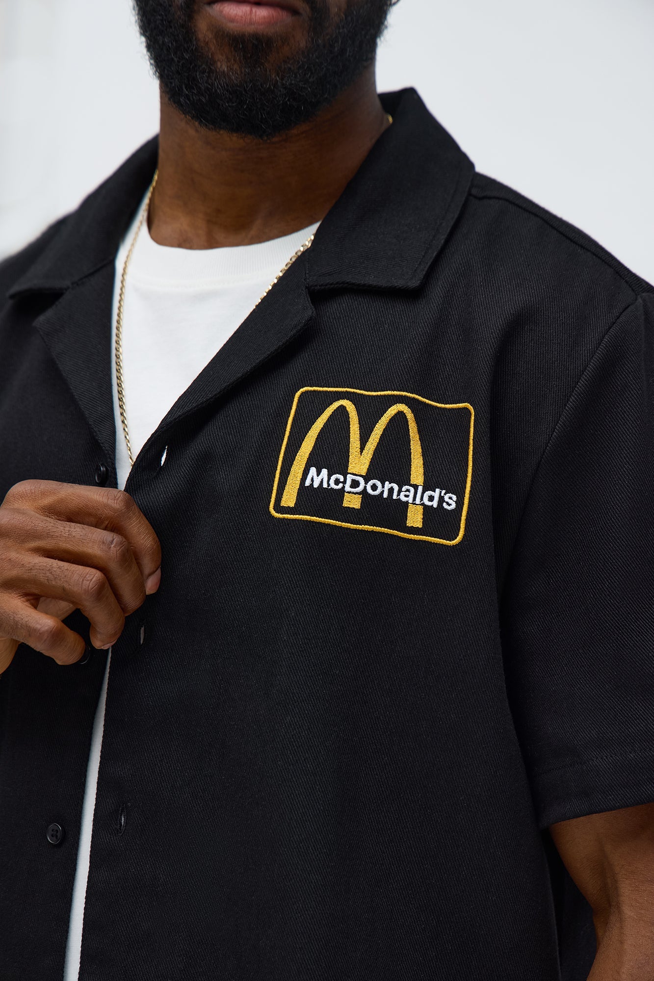 Cropped Golden Arches Button Up Shirt - Black