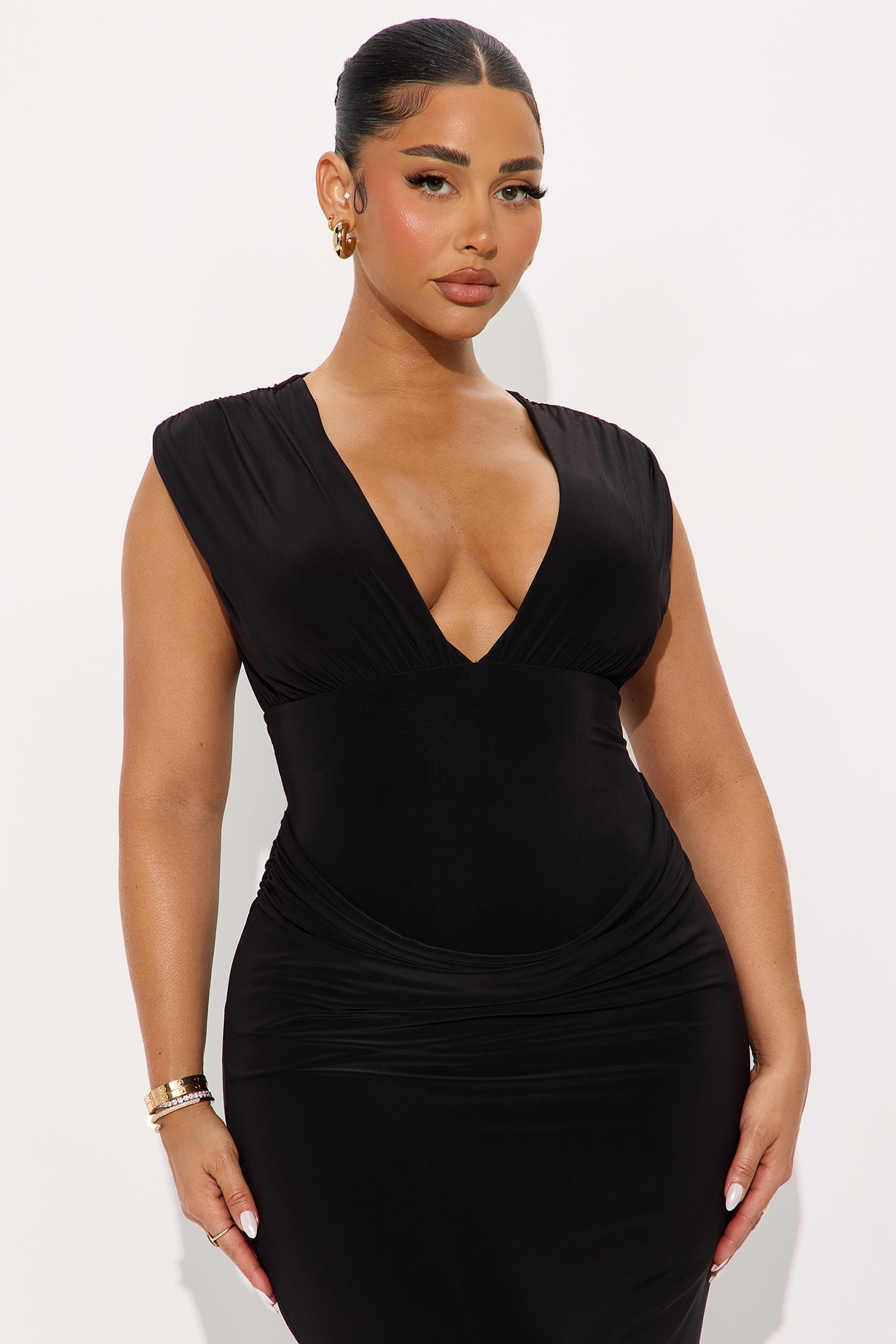 Always You Ruched Maxi Dress - Black