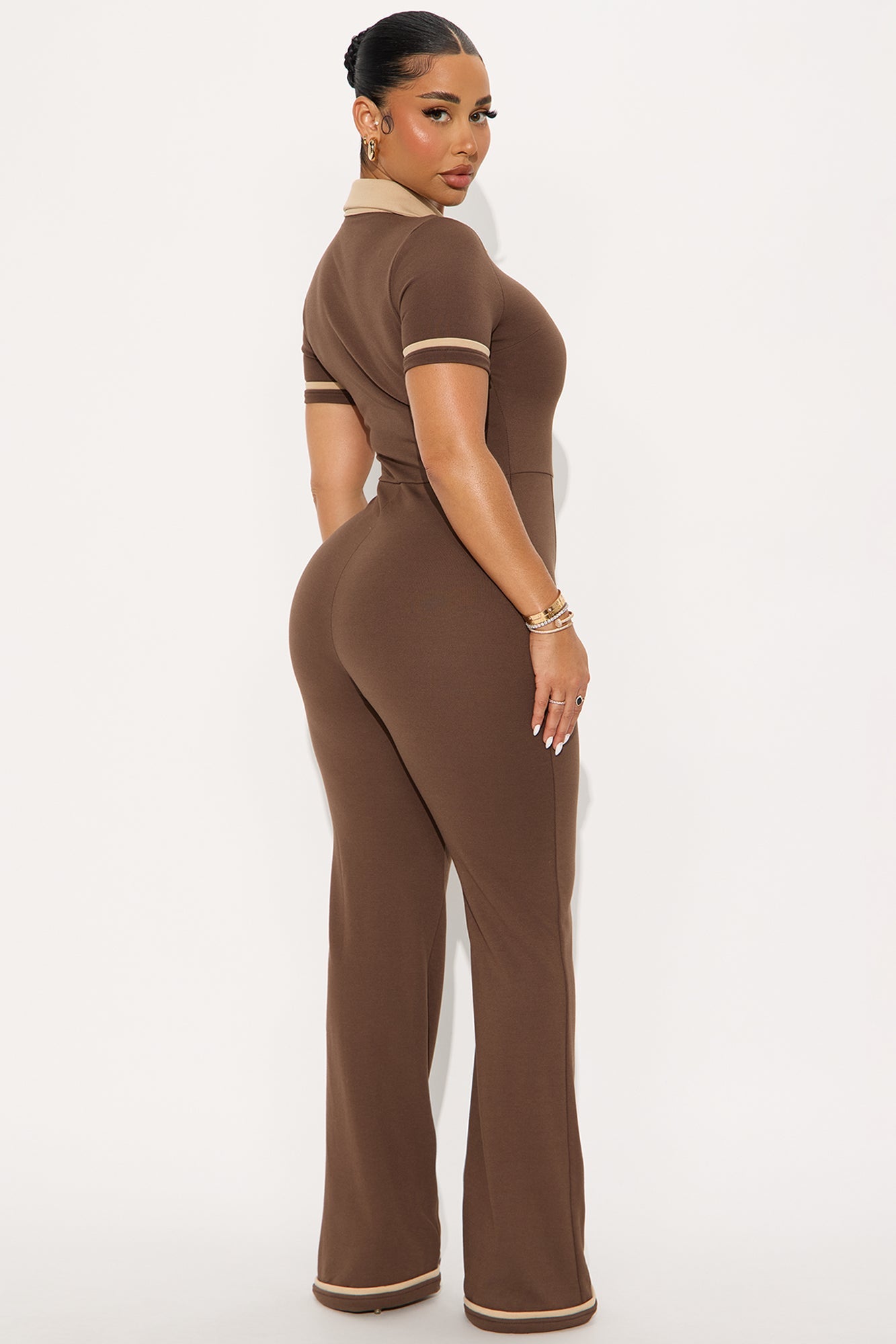 Heather Short Sleeve Jumpsuit - Brown
