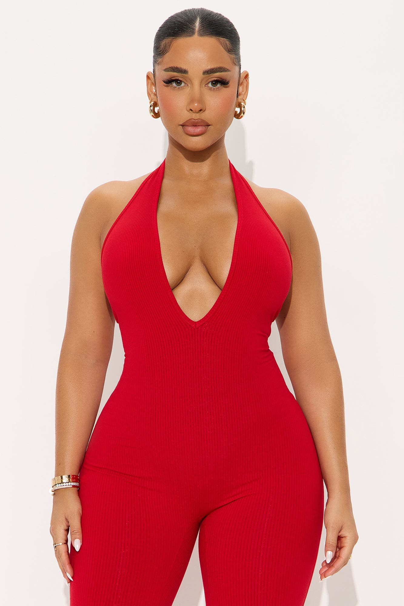Ana Halter Snatched Jumpsuit - Red