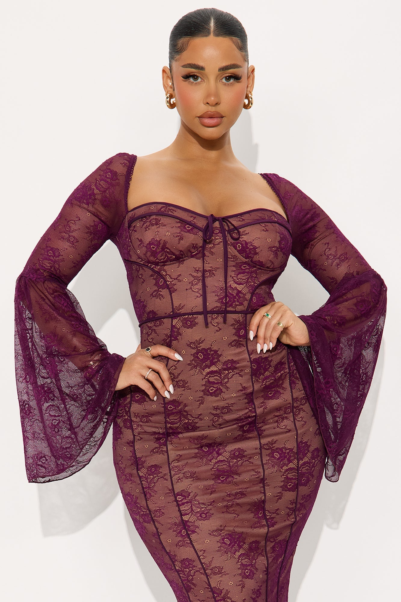 Fiona Lace Maxi Dress - Plum