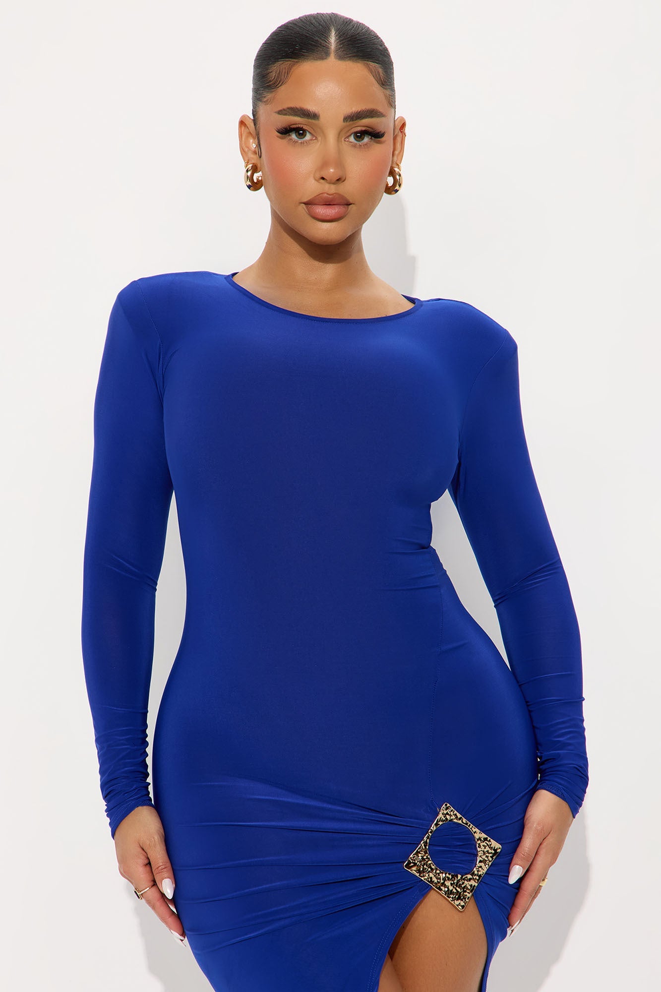 Drama Queen High Slit Mini Dress - Royal