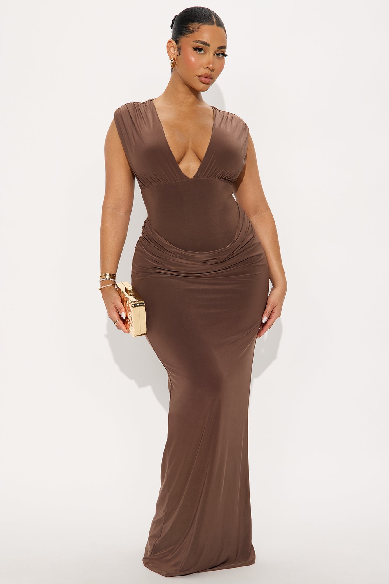 Always You Ruched Maxi Dress - Taupe