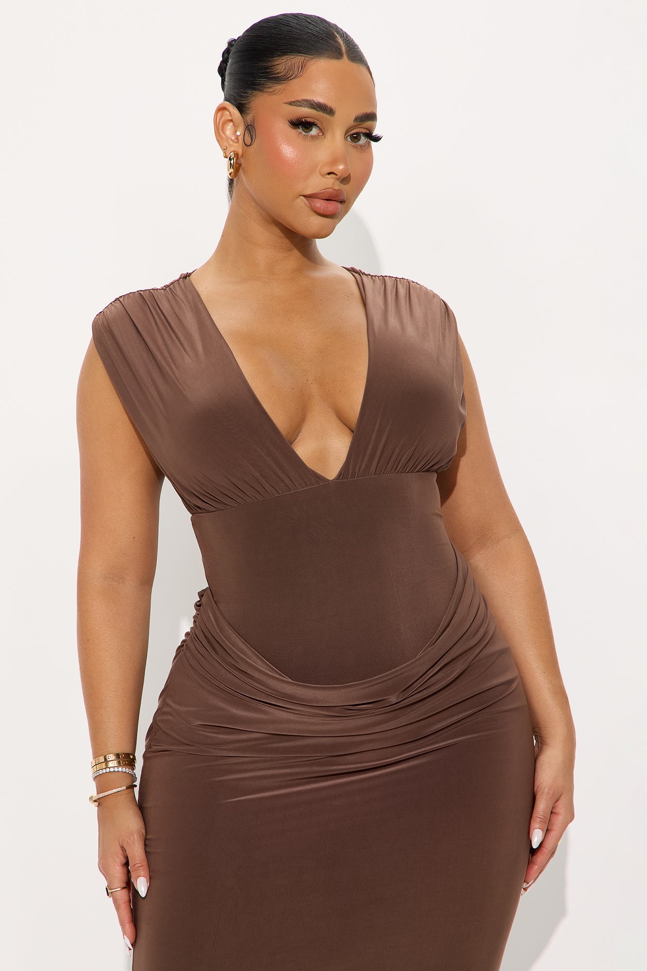 Always You Ruched Maxi Dress - Taupe