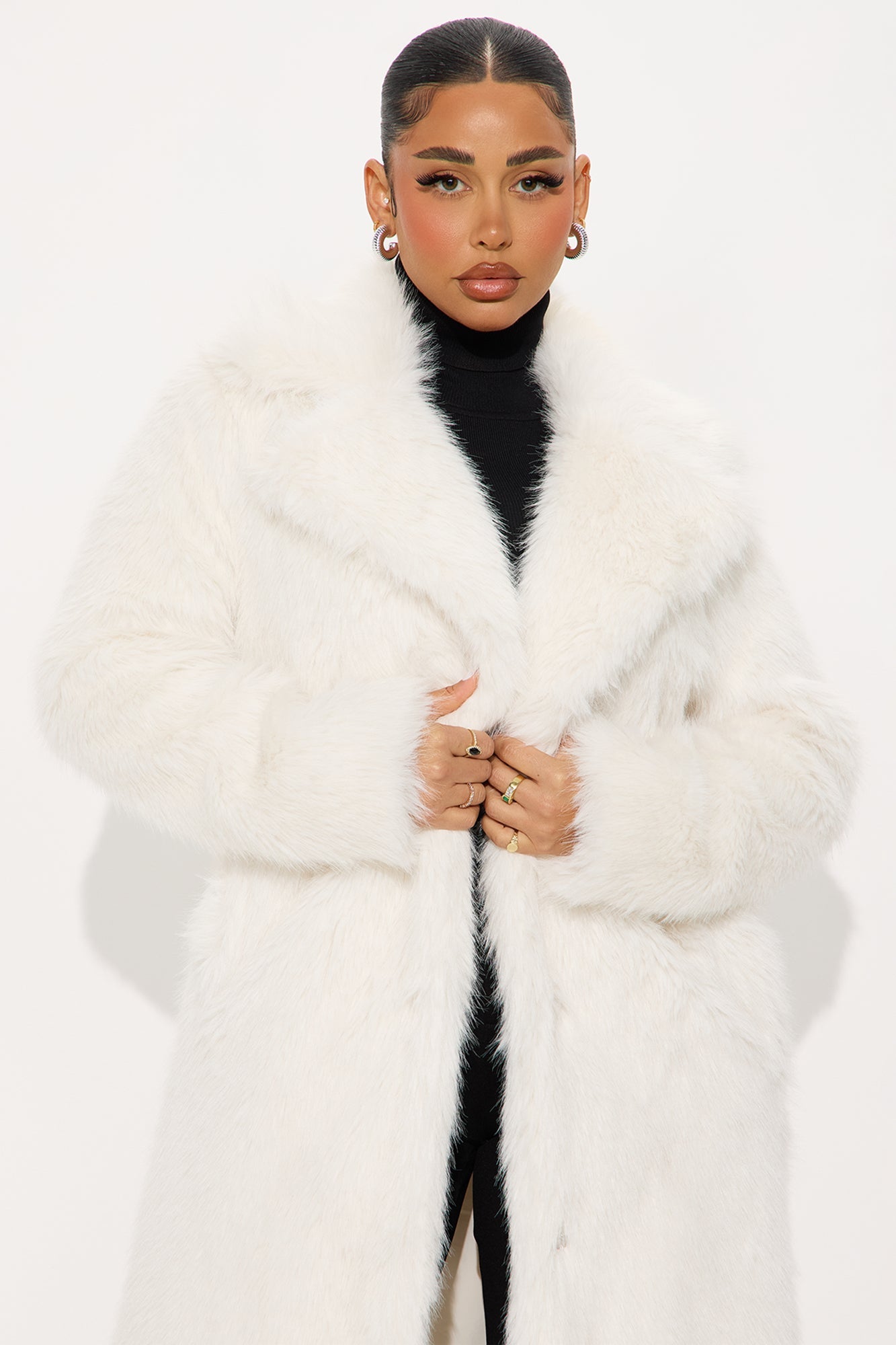 Steal The Show Faux Fur Coat - Off White