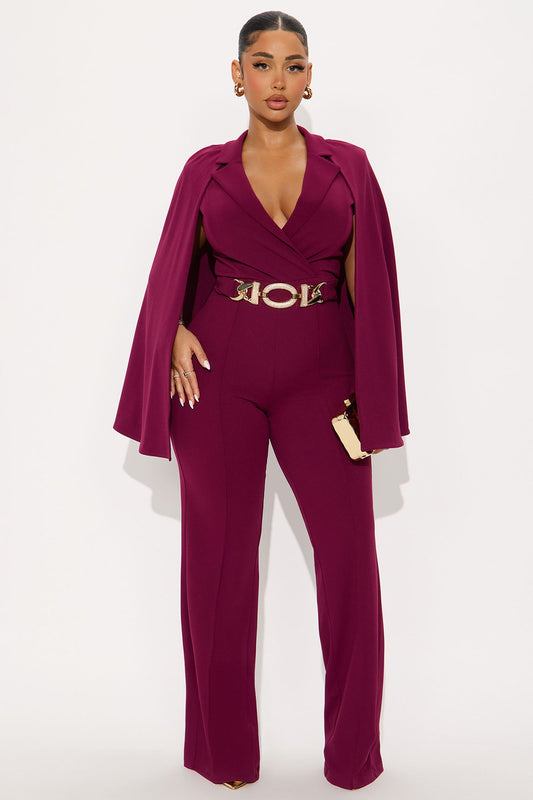 High Standards Draped Jumpsuit - Wine
