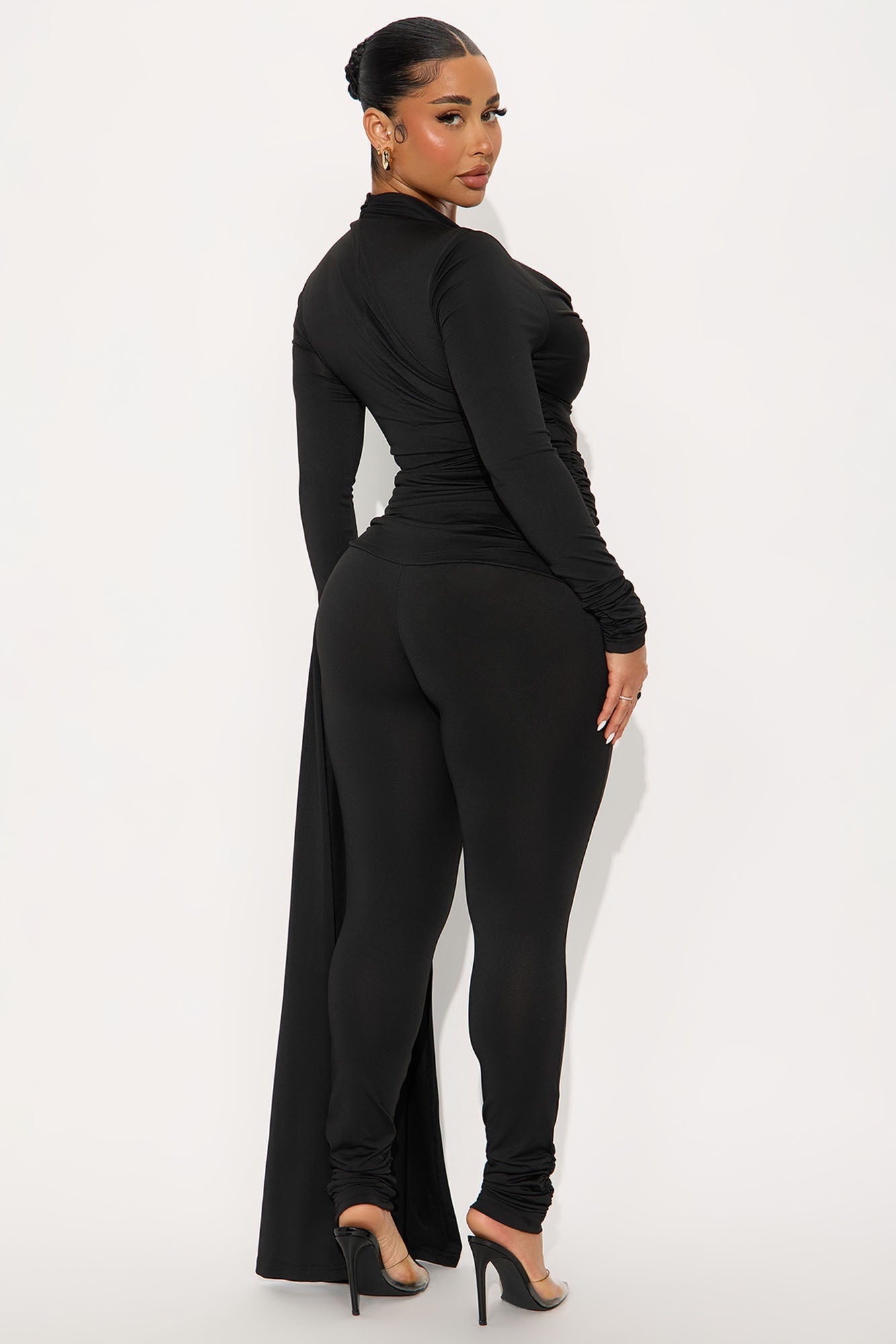 Viktoria Plunge Neck Pant Set - Black