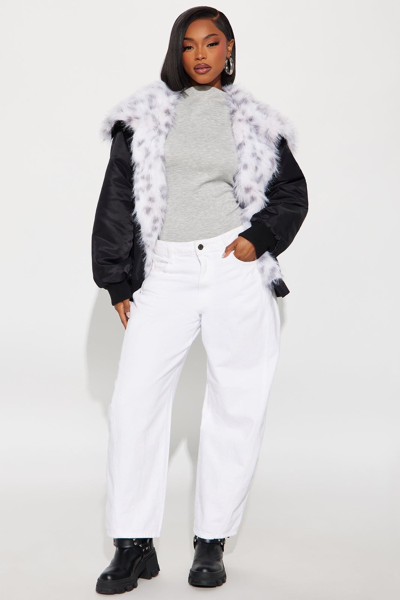 Meow Mode Leopard Print Coat - Black/combo