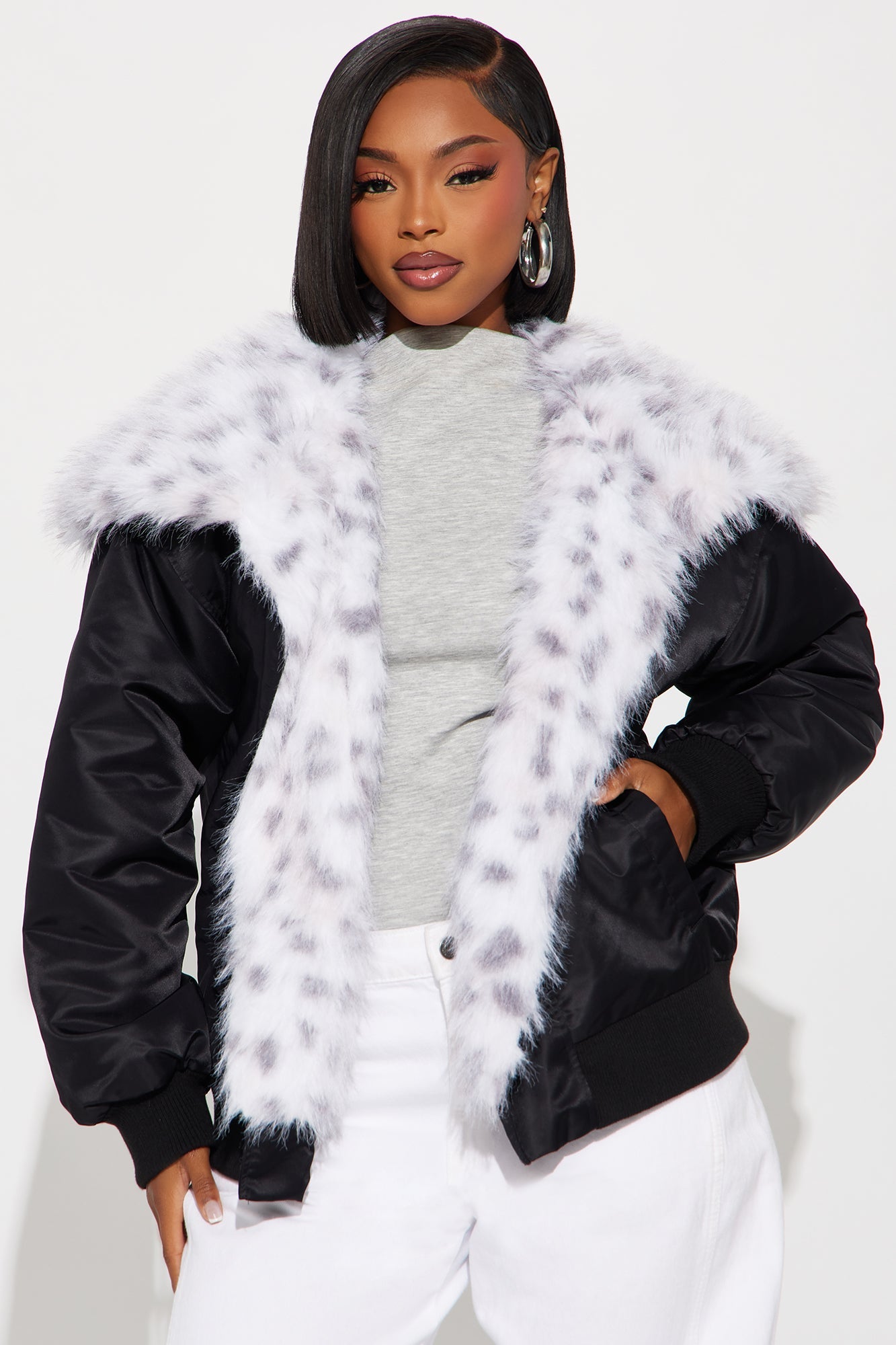 Meow Mode Leopard Print Coat - Black/combo