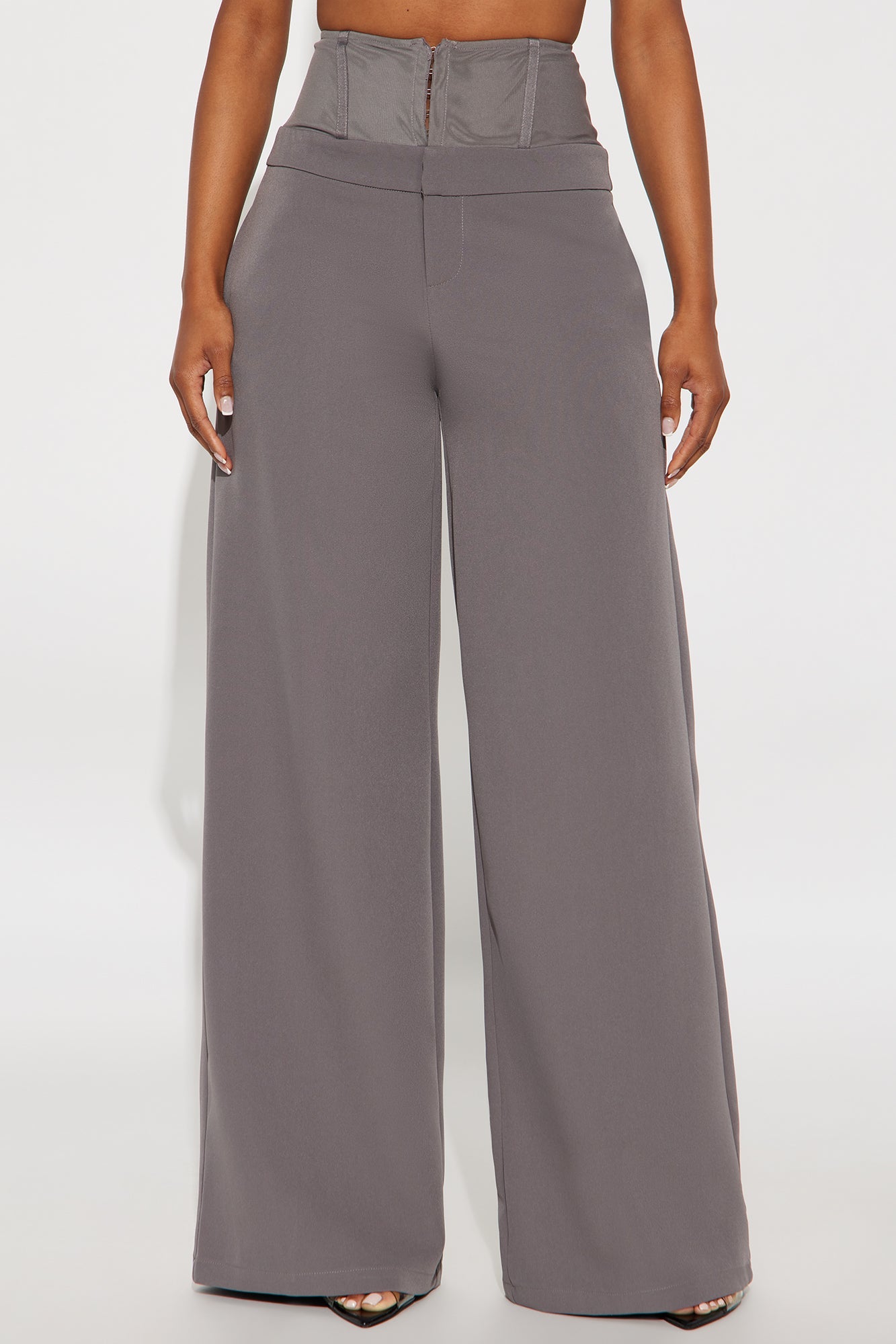 Lover Of Mine Corset Wide Leg Trouser Pant 33 - Grey