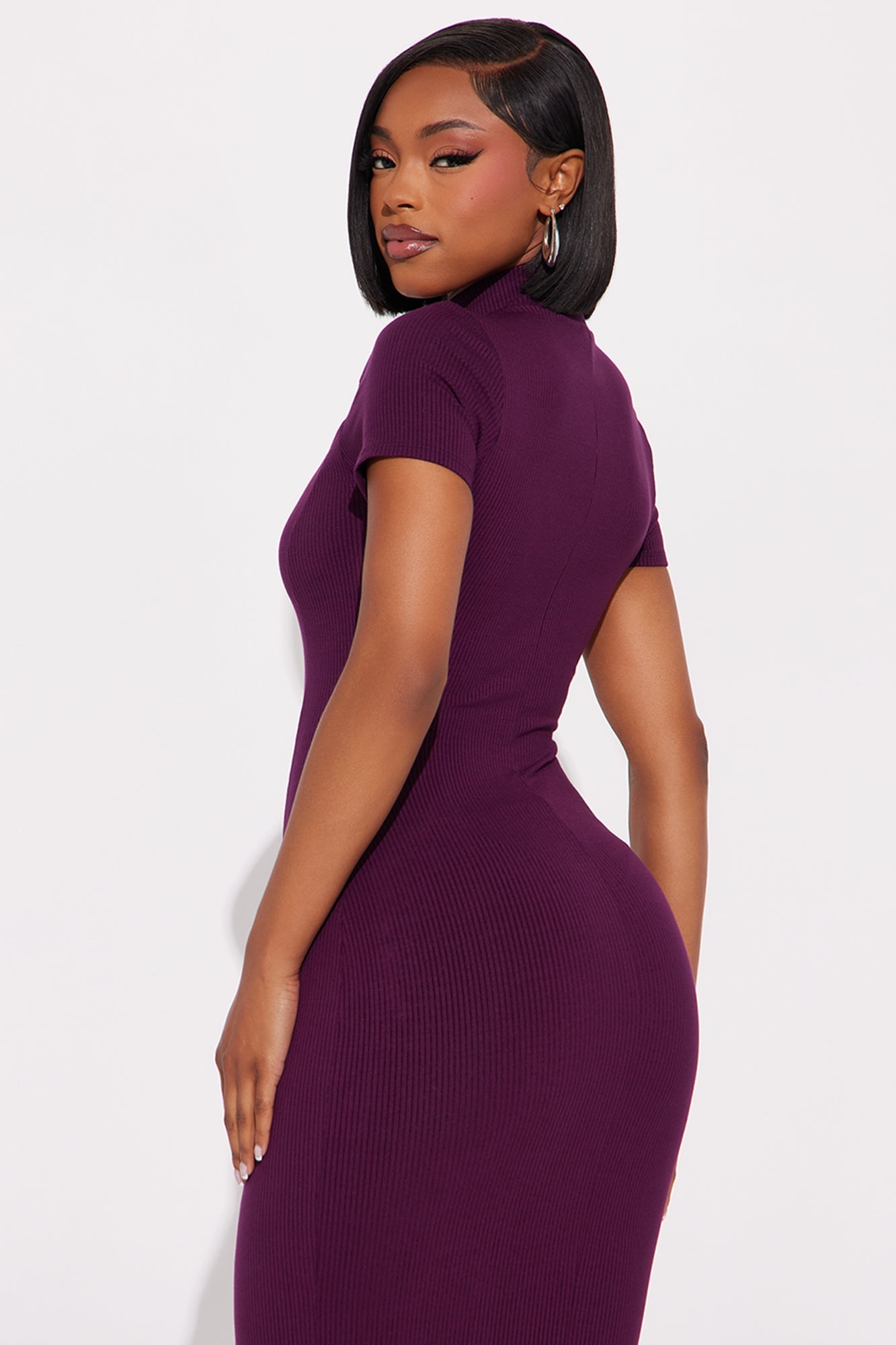 Mia Zip Snatched Maxi Dress - Plum