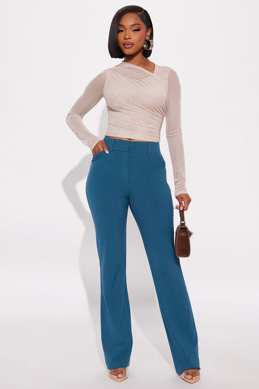 Tasha Dressy High Rise Pants - Teal
