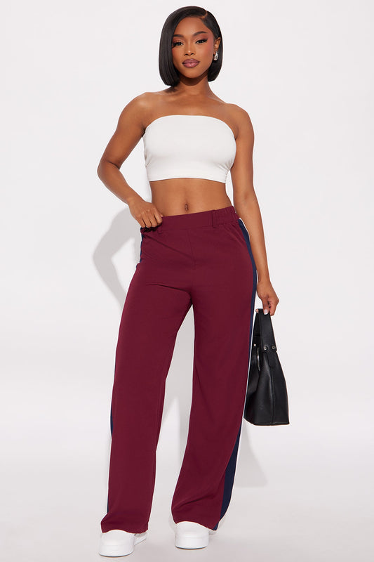Aubrina Striped Crepe Pant - Burgundy/combo