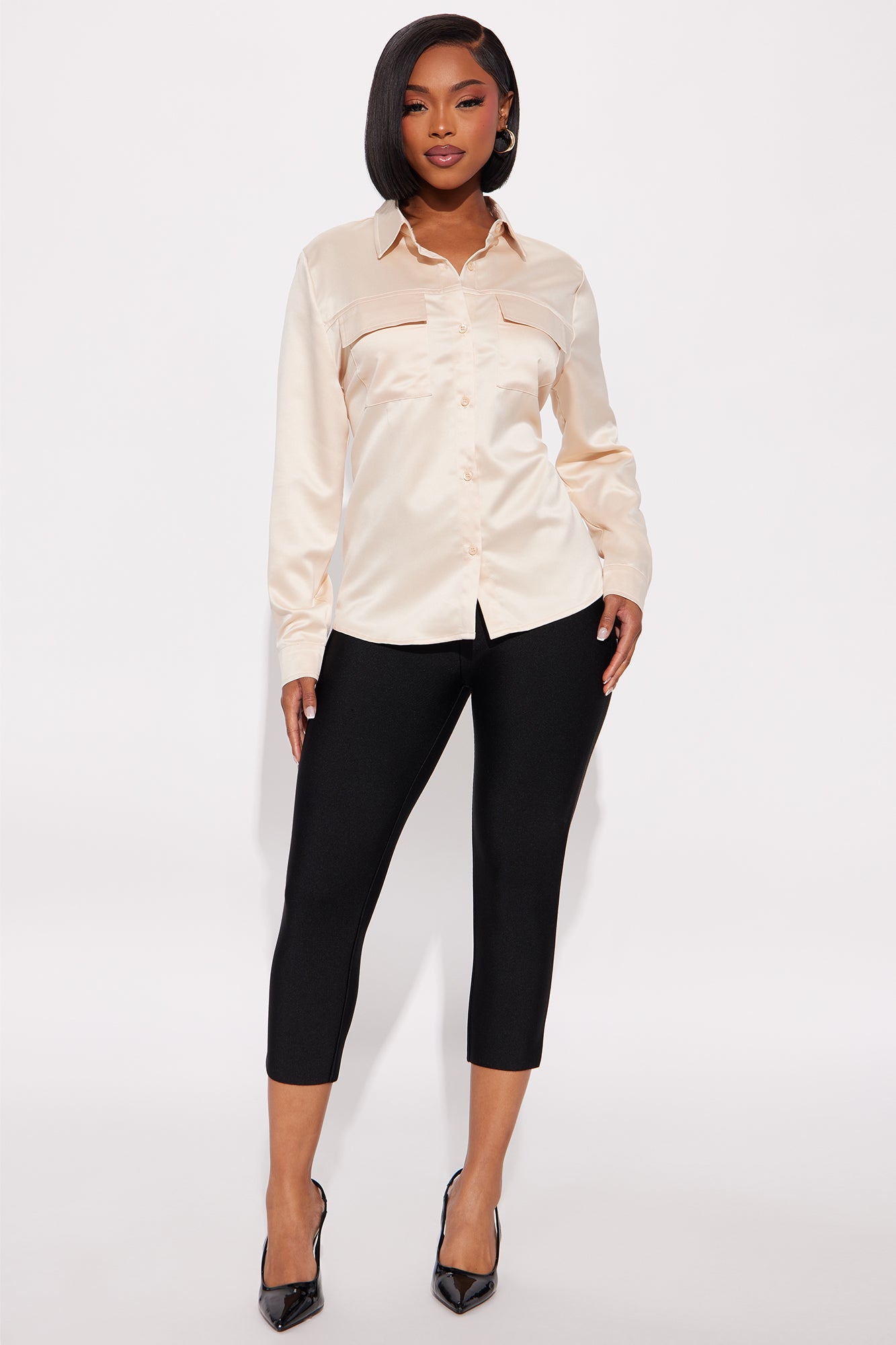 Star Player Satin Shirt - Champagne