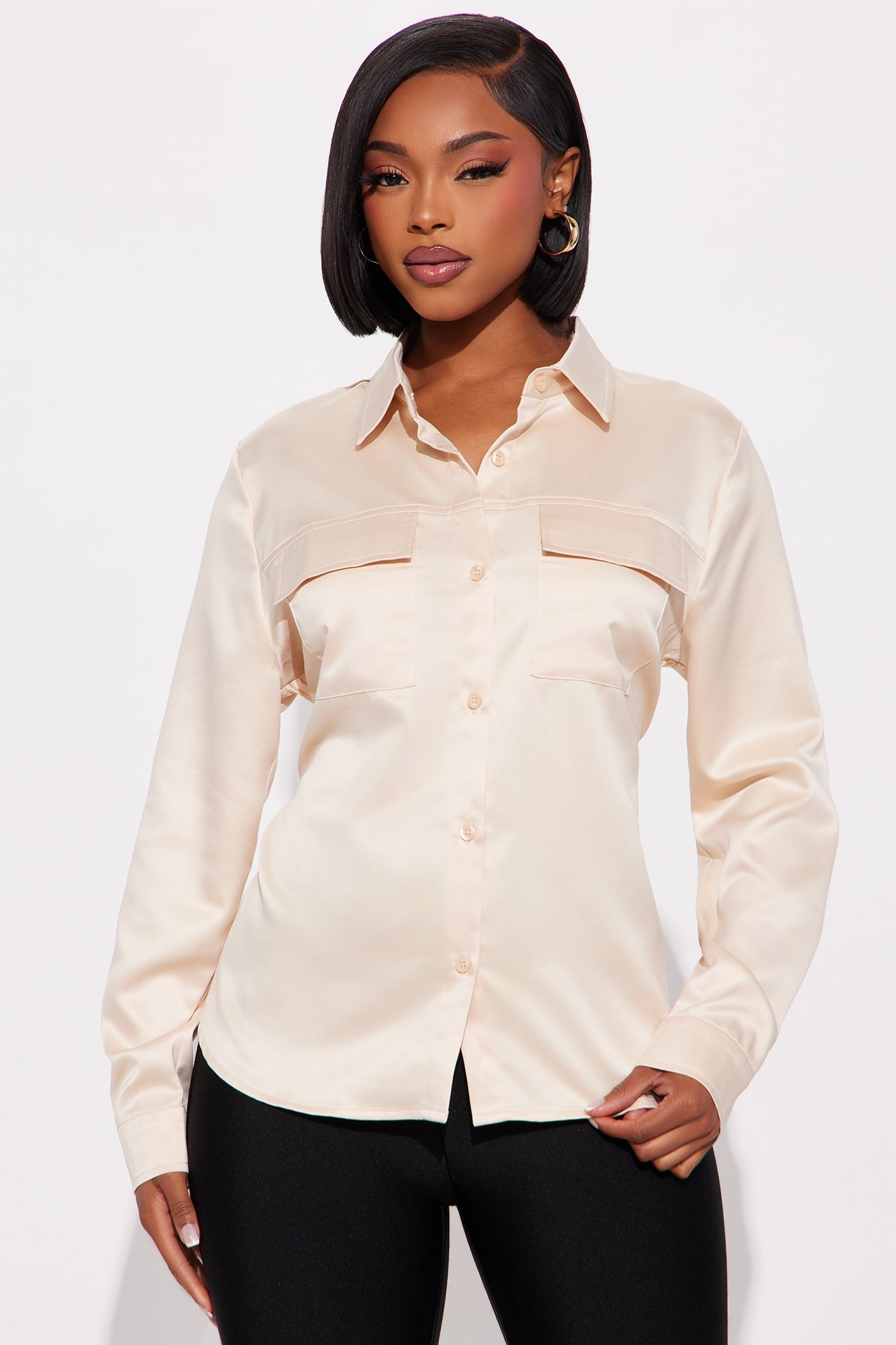 Star Player Satin Shirt - Champagne