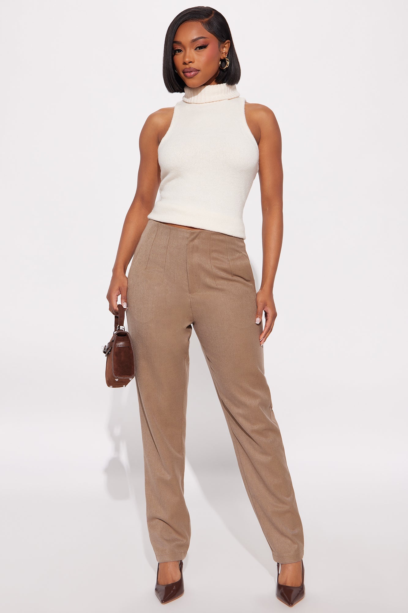 Check The Memo Skinny Trouser Pant 29″ - Taupe