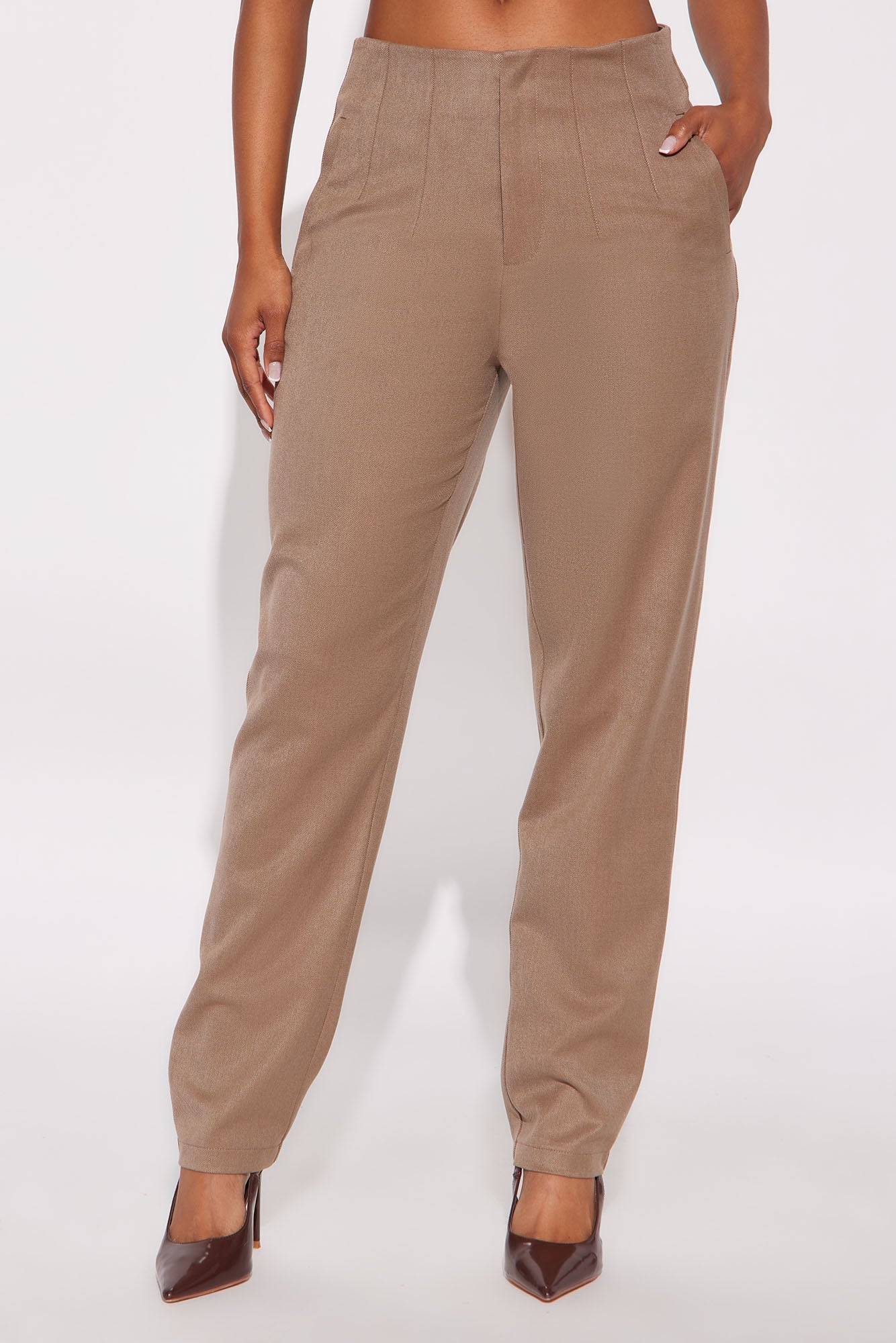 Check The Memo Skinny Trouser Pant 29″ - Taupe