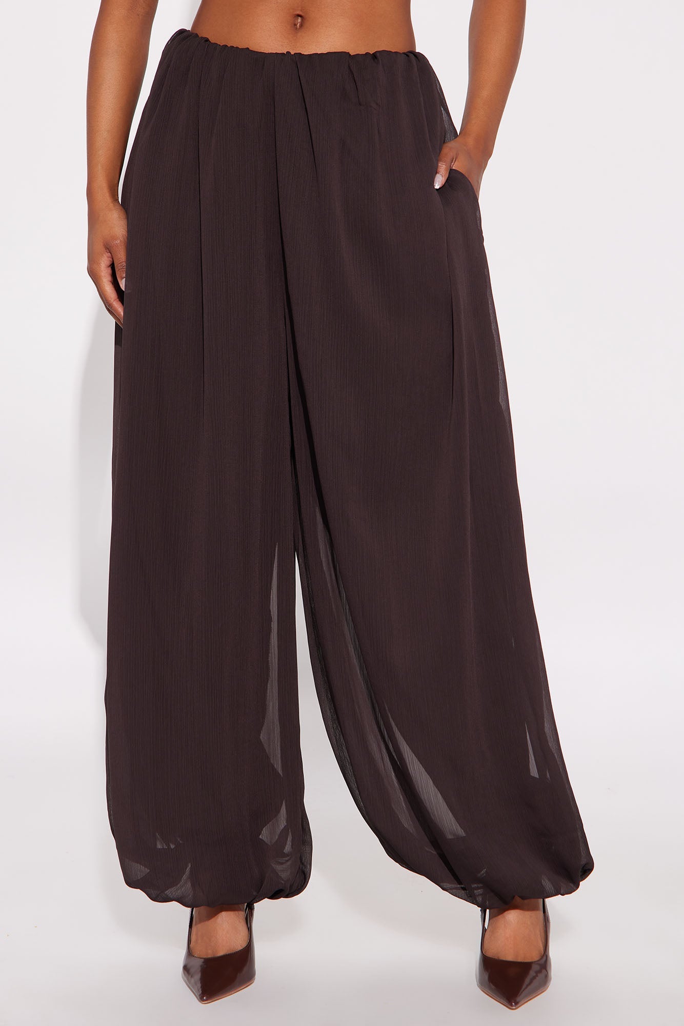 Stella Chiffon Balloon Pants 29″ - Chocolate