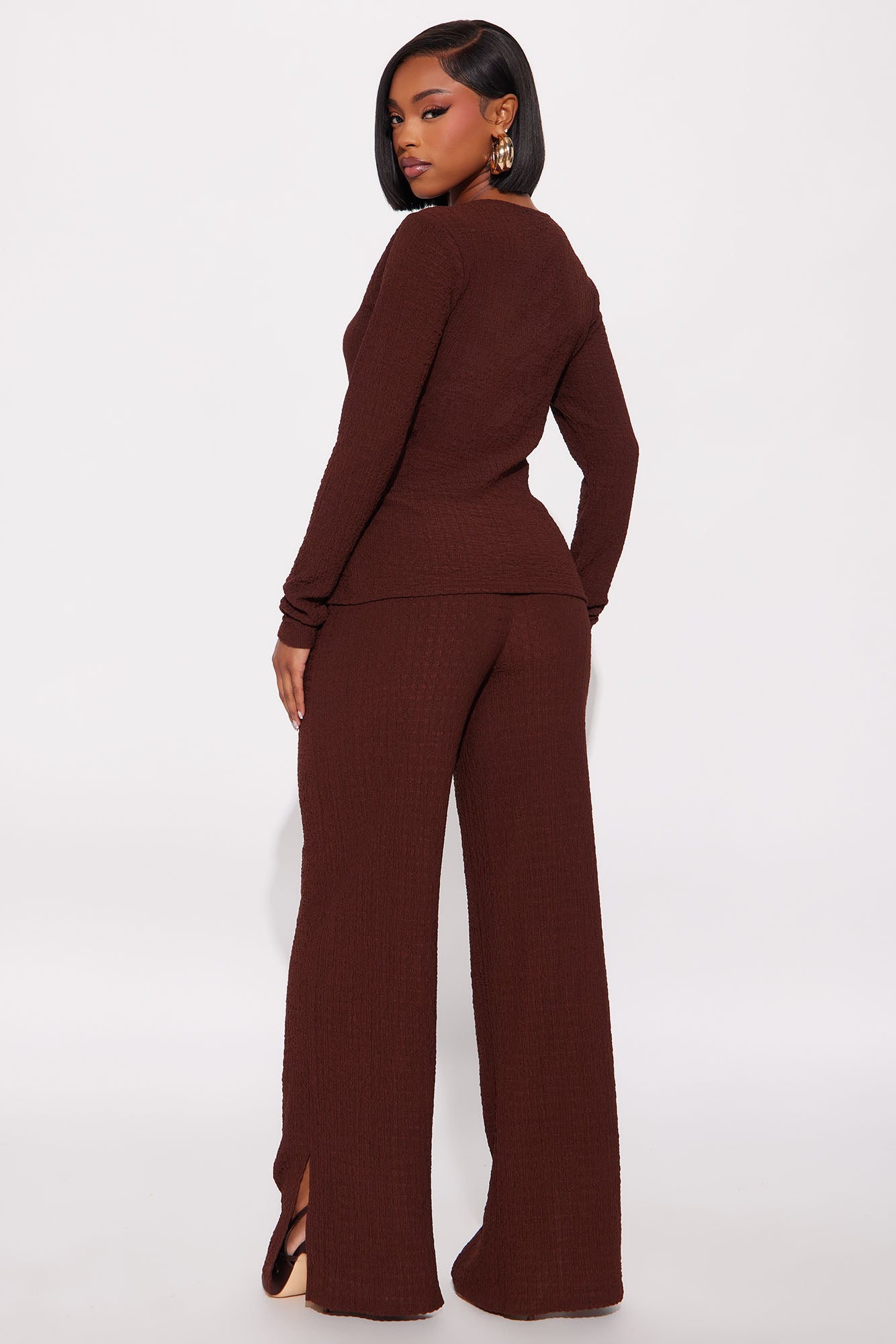 Zakai Textured Pant Set - Brown