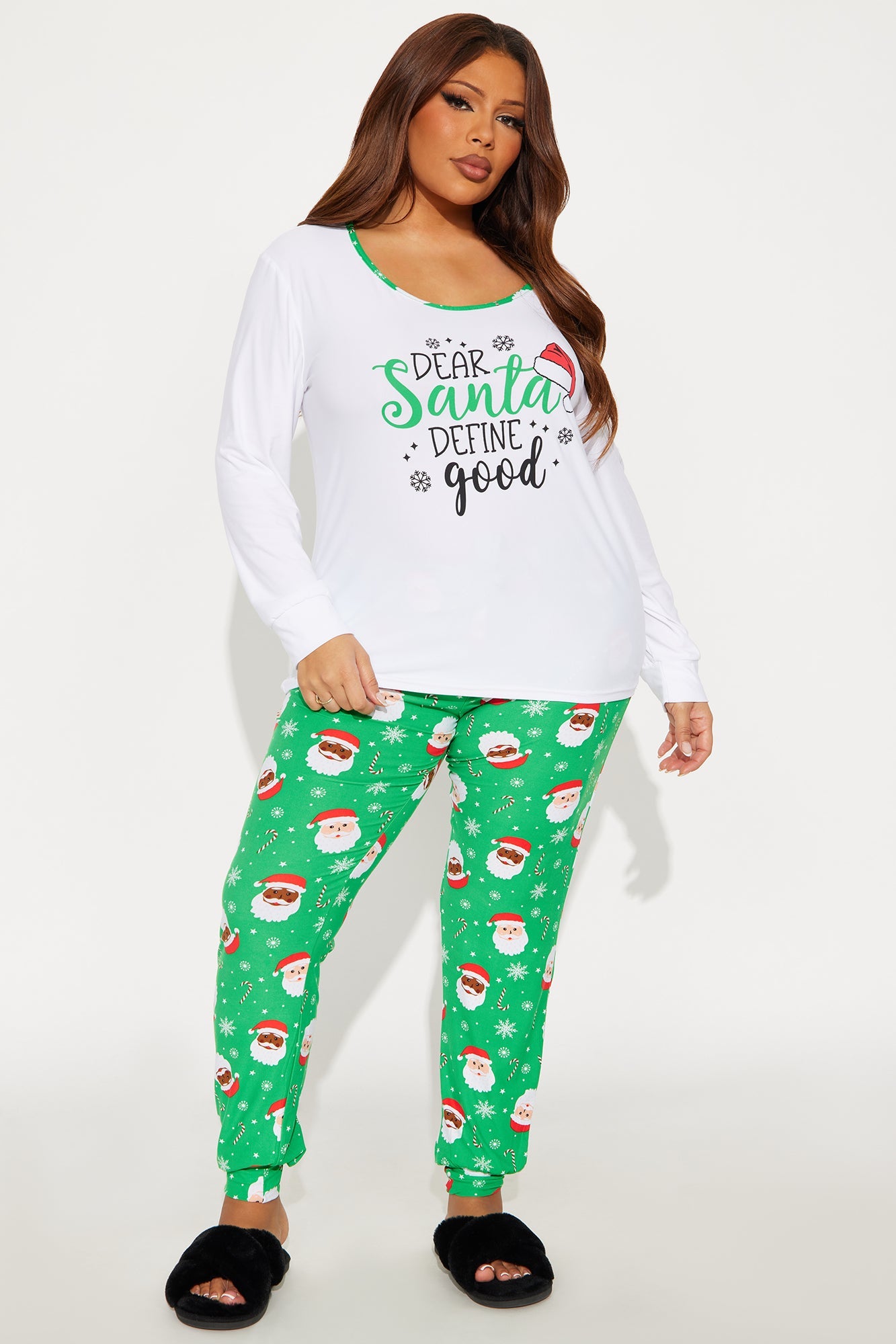Dear Santa Matching Family Long Sleeve PJ Jogger Set - Green/combo