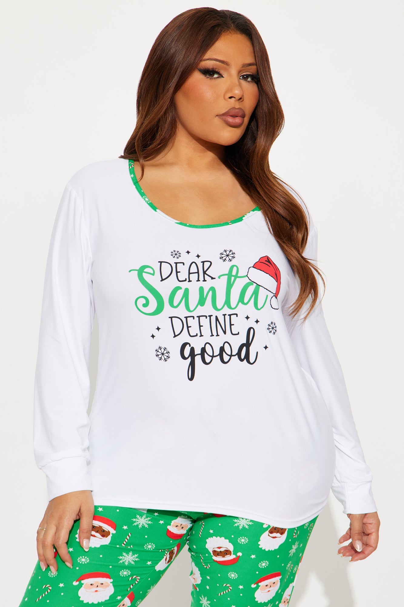 Dear Santa Matching Family Long Sleeve PJ Jogger Set - Green/combo