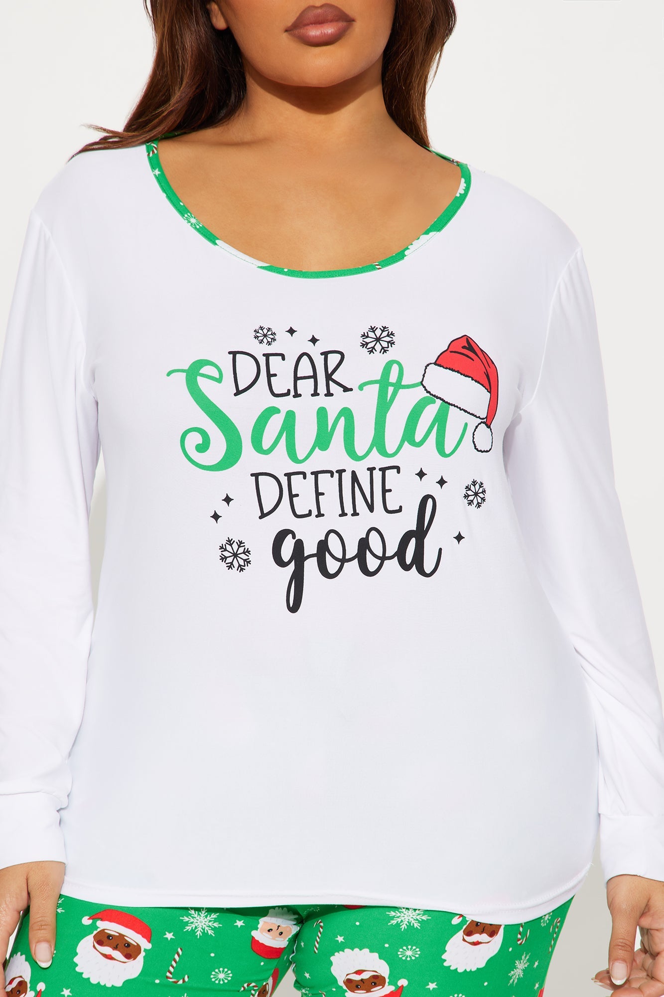 Dear Santa Matching Family Long Sleeve PJ Jogger Set - Green/combo