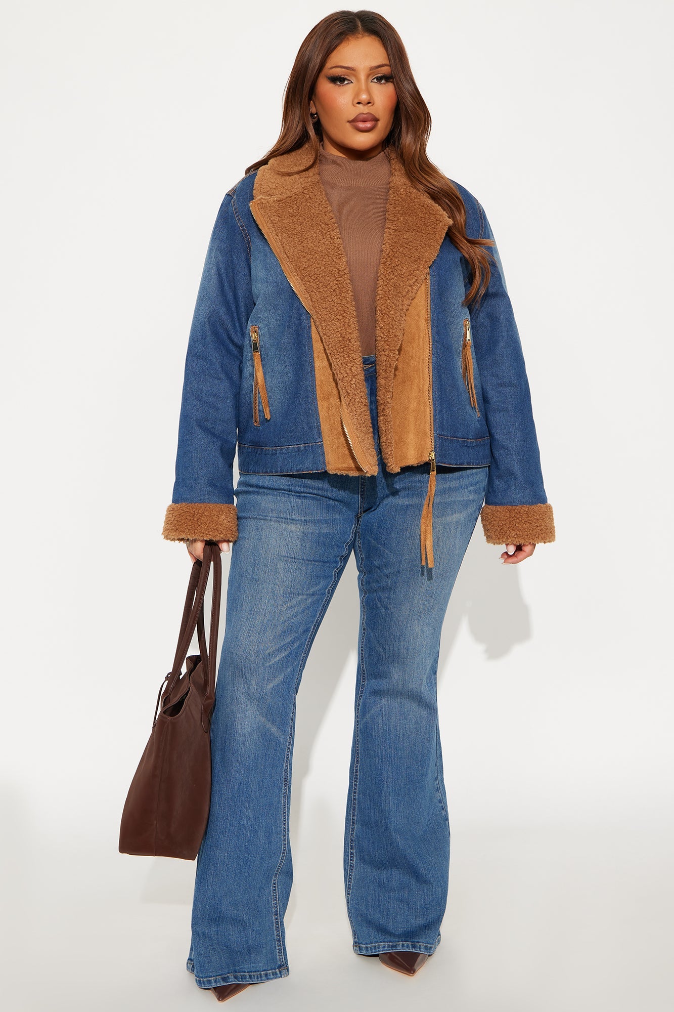 Montana Faux Sherpa Denim Jacket - Dark Wash