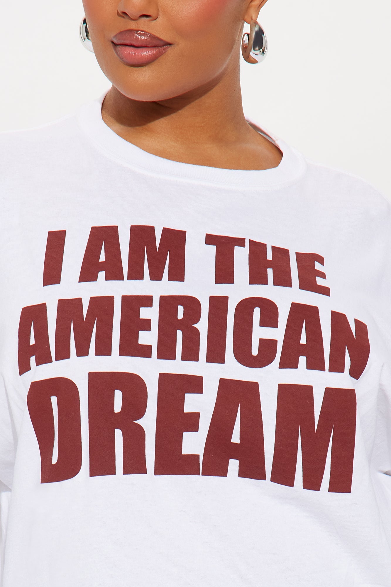 I Am The American Dream Oversize Long Sleeve Tee - White