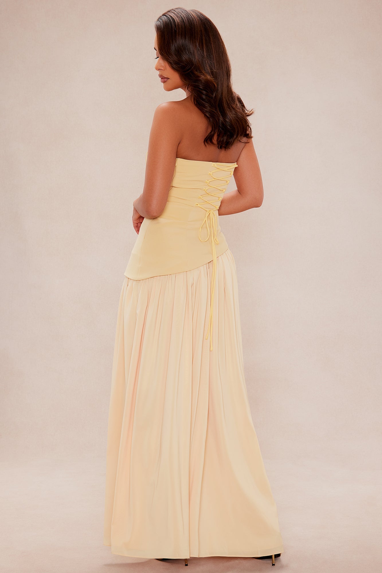 Romantic Dreams Strapless Maxi Gown - Butter Yellow