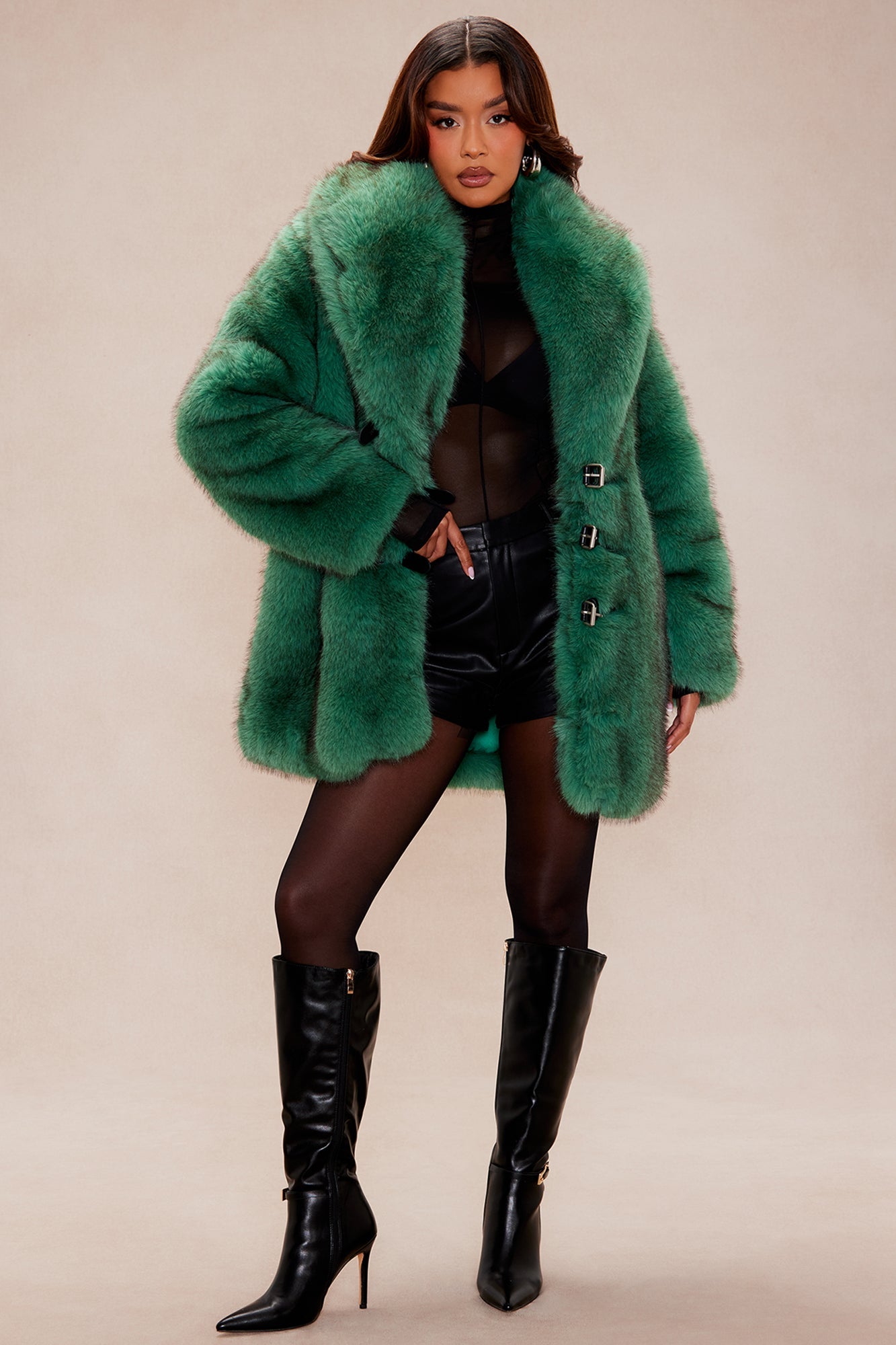 Tundra Faux Fur Jacket - Green