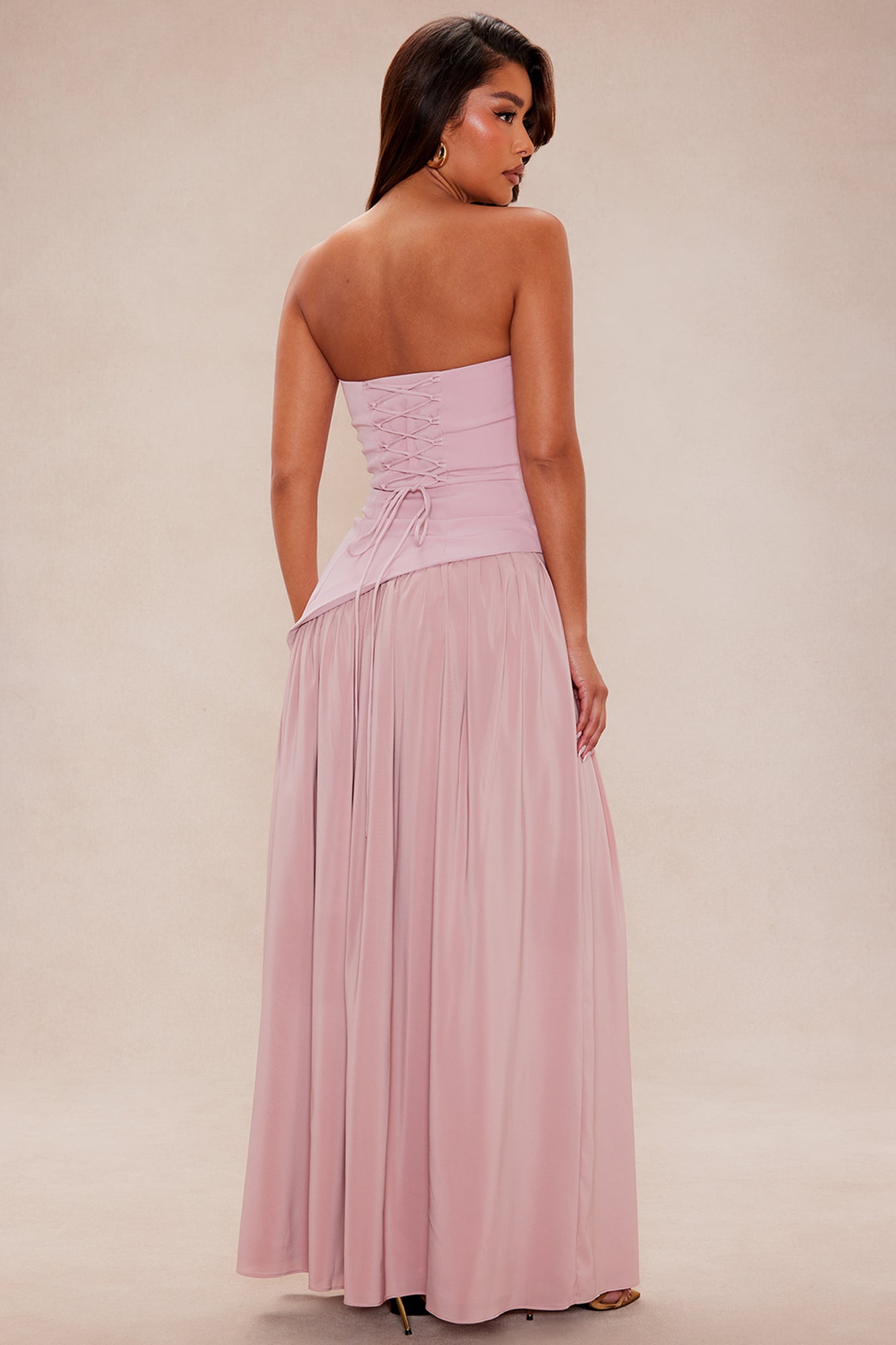 Romantic Dreams Strapless Maxi Gown - Mauve