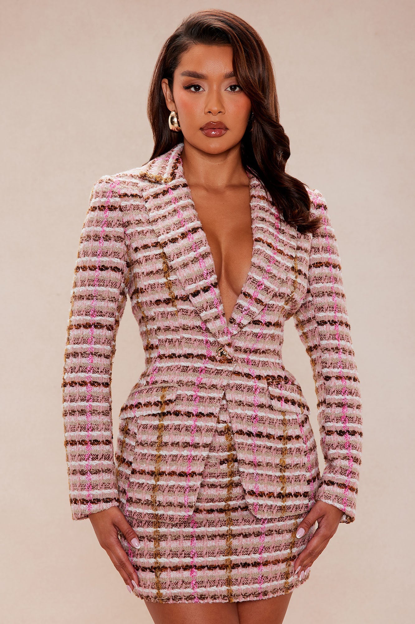 Kelsie Tweed Blazer - Pink/combo