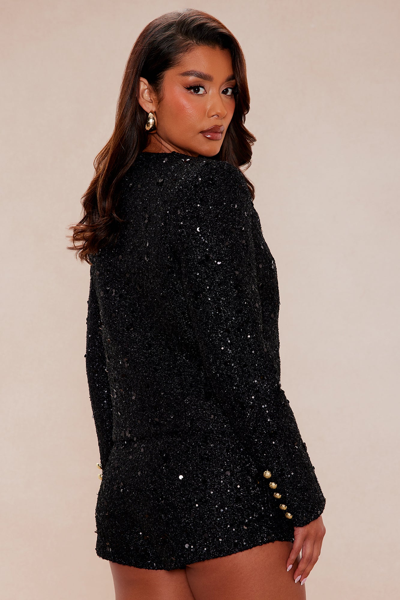 Georgina Embellished Tweed 3 Piece Short Set - Black