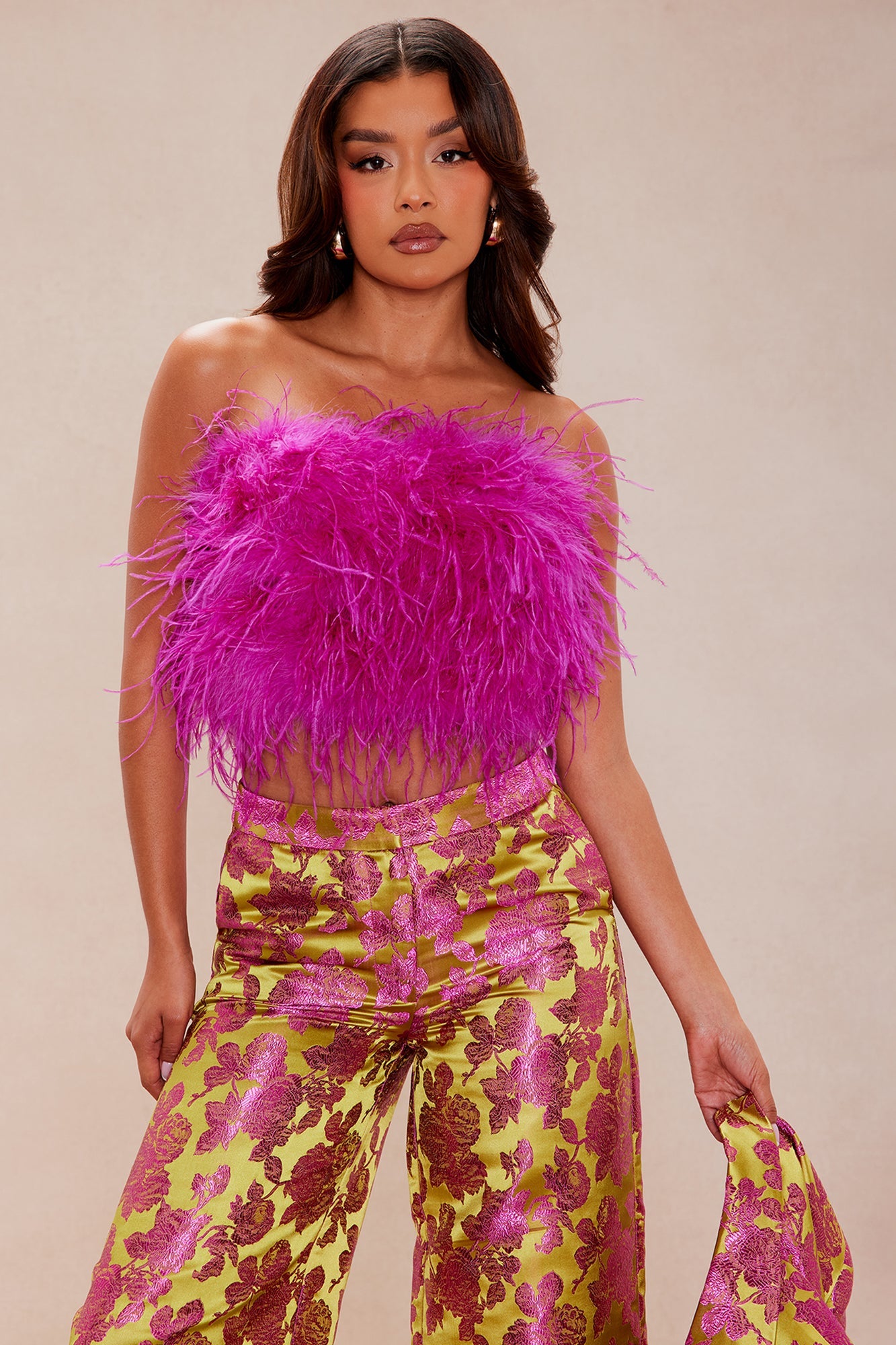 Chelsey Floral Jacquard 3 Piece Pant Set - Green/combo