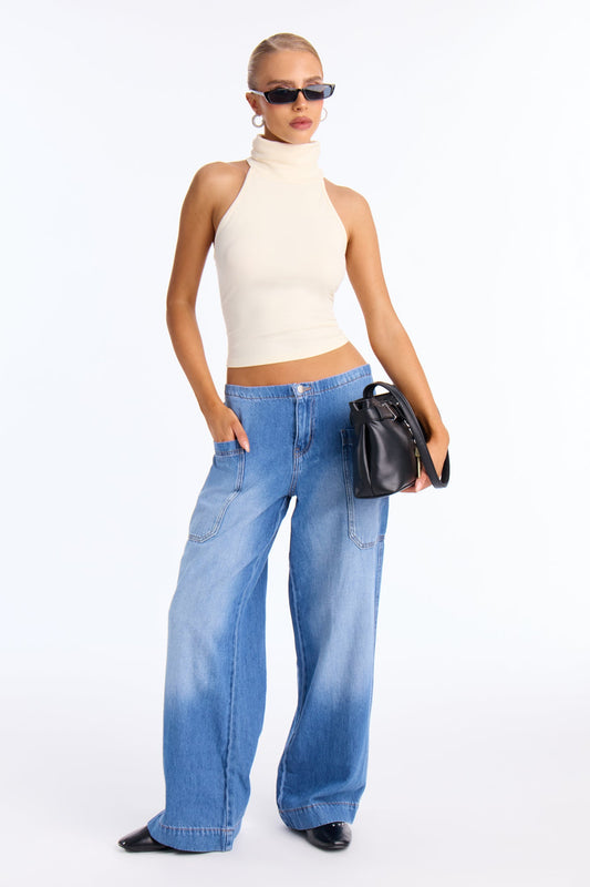 Wanderer Drapey Wide Leg Jeans - Medium Wash